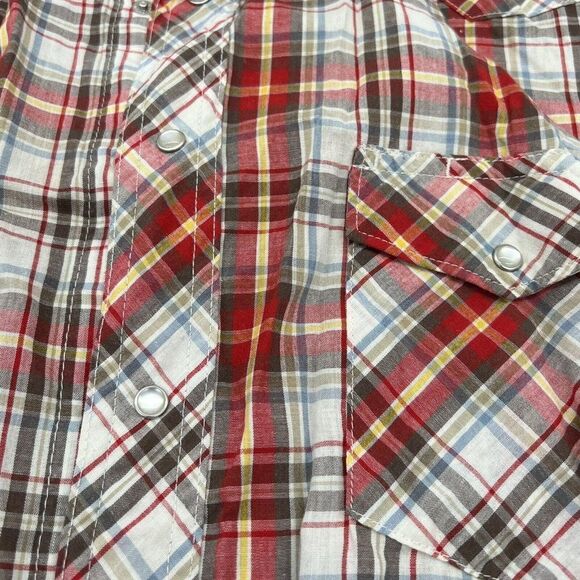 Wrangler Button Up Shirt Mens 2XL Red Brown Western Pearl Snap Rodeo Cowboy - Picture 3 of 4